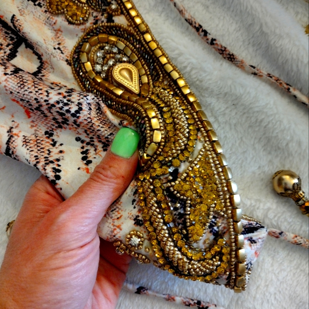 Lunisol dress. 400 plus $ new. Open to offers. Silky and extravagant bead detail